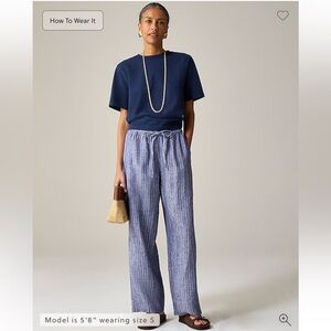 J.Crew New Soleil pant in striped linen Size XS Tall